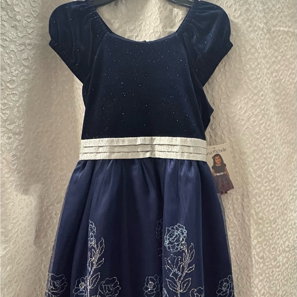 Jona Michelle Navy and White Kids Dress